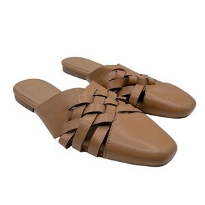 Bamboo Tan Classic Slip On Cross Hatch Flat Shoes Size 10